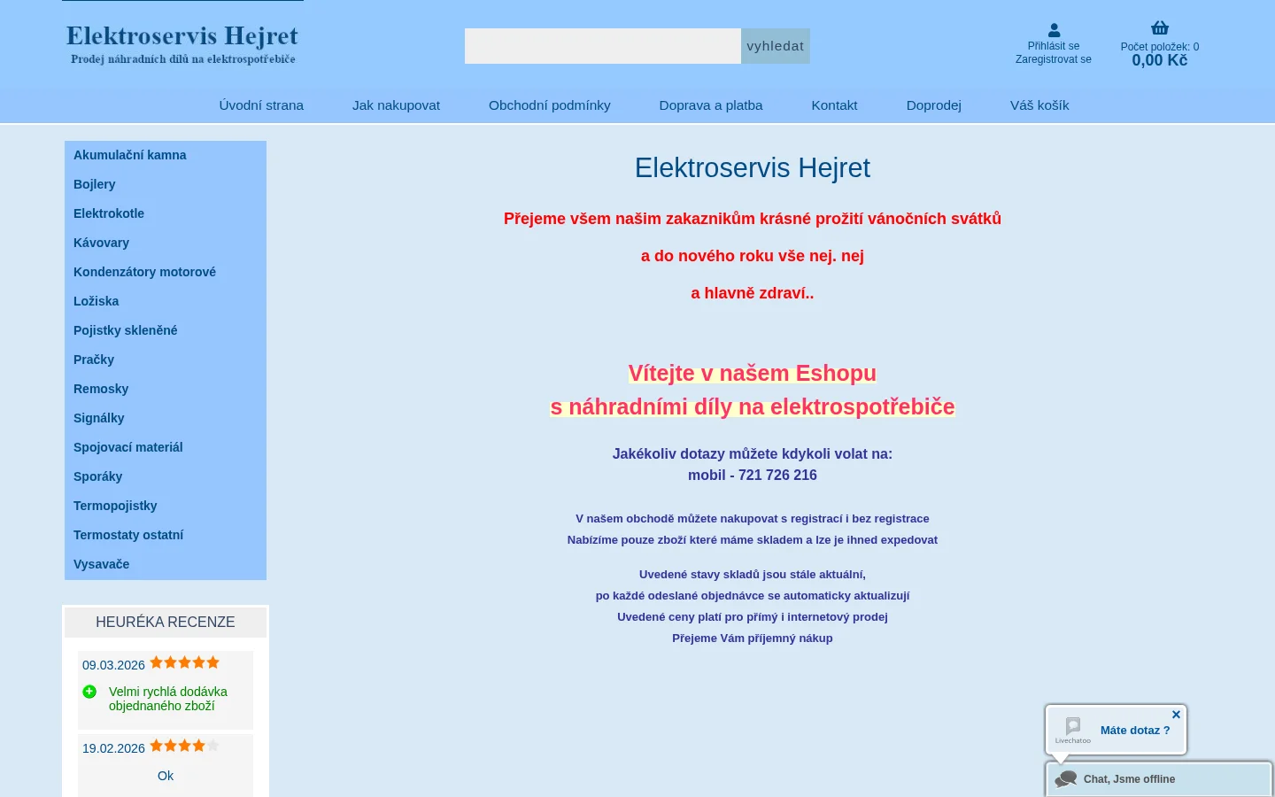 Elektroservis Hejret website