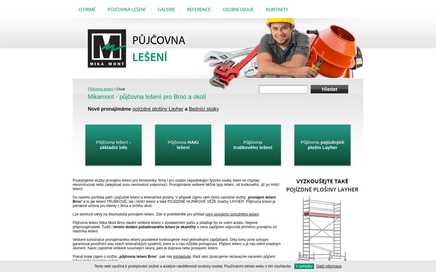 Půjčovna lešení Brno - Mikamont website