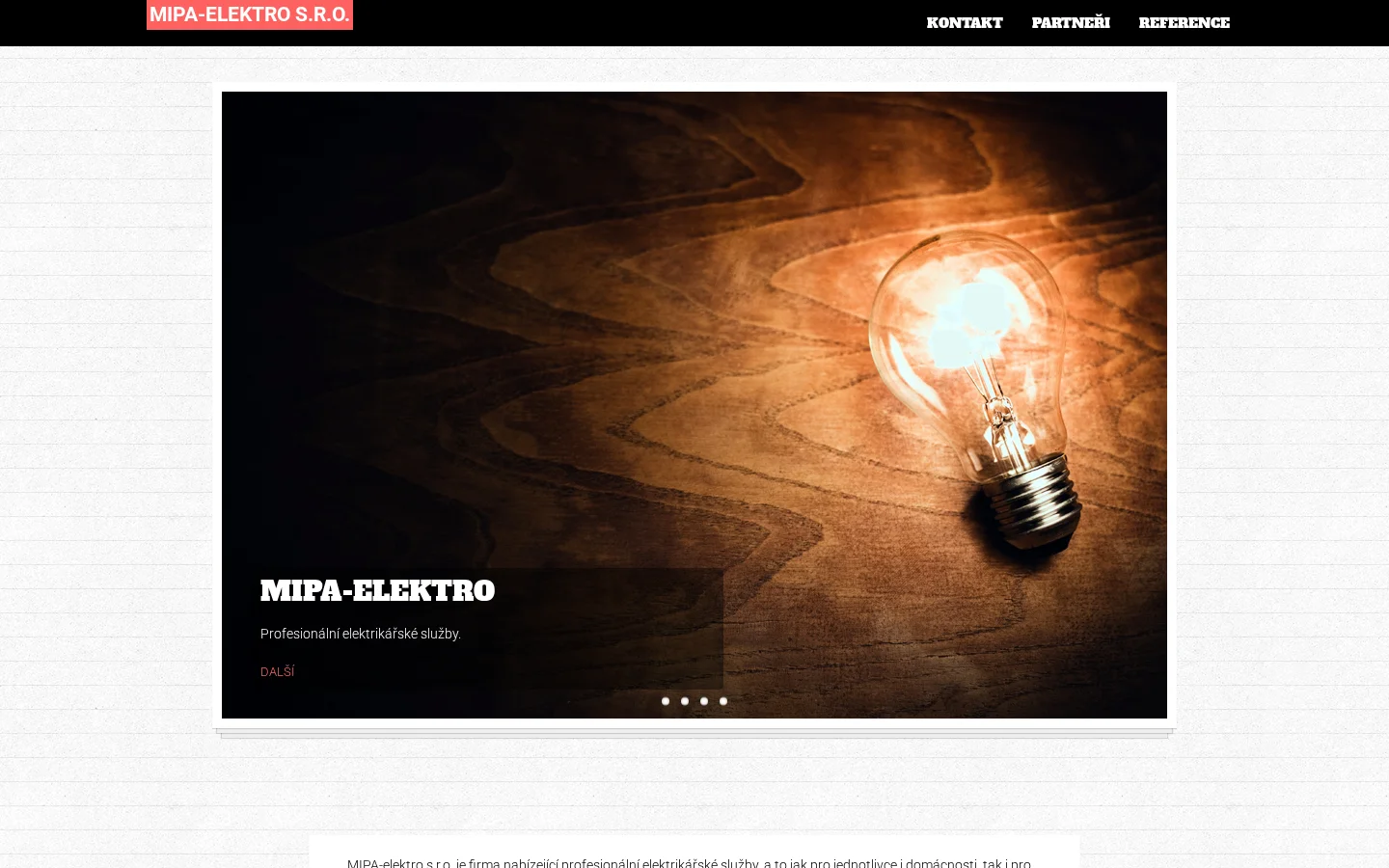 MIPA - elektro, s.r.o. website