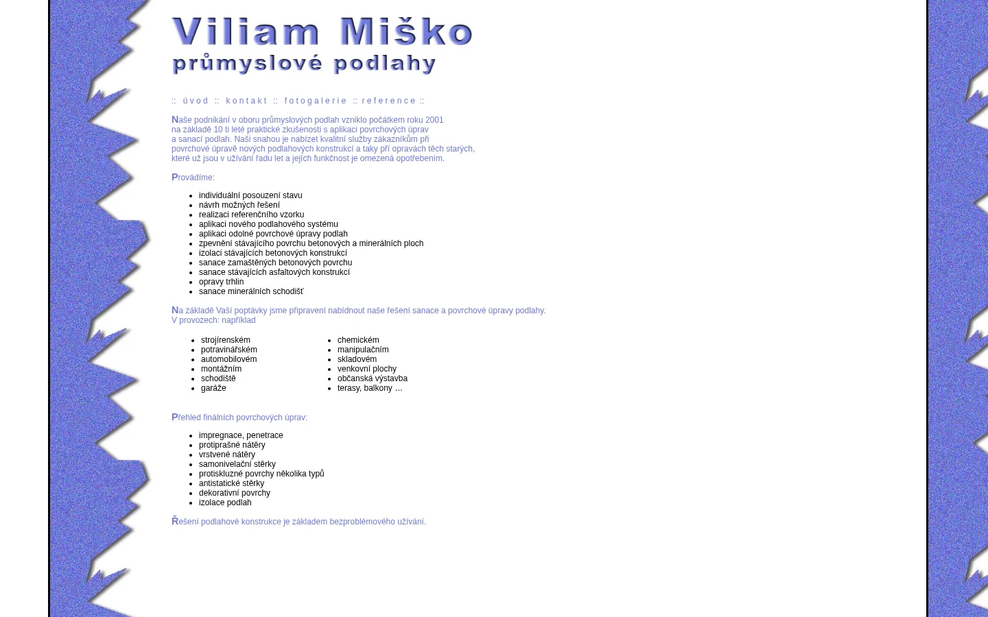 Viliam Miško - Průmyslové podlahy website