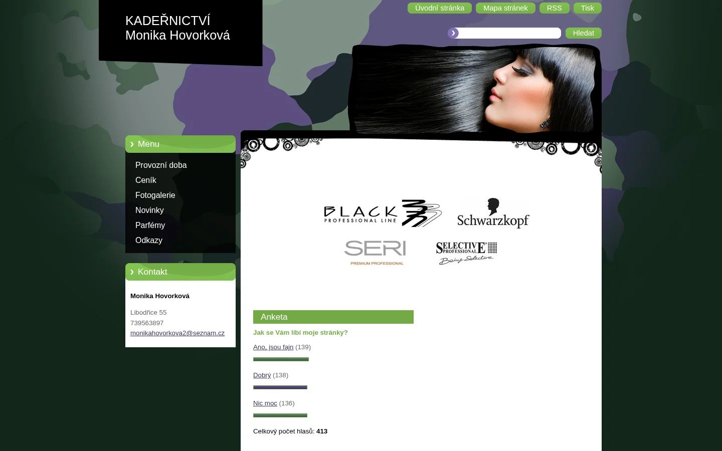 Kadeřnictví Monika Hovorková website