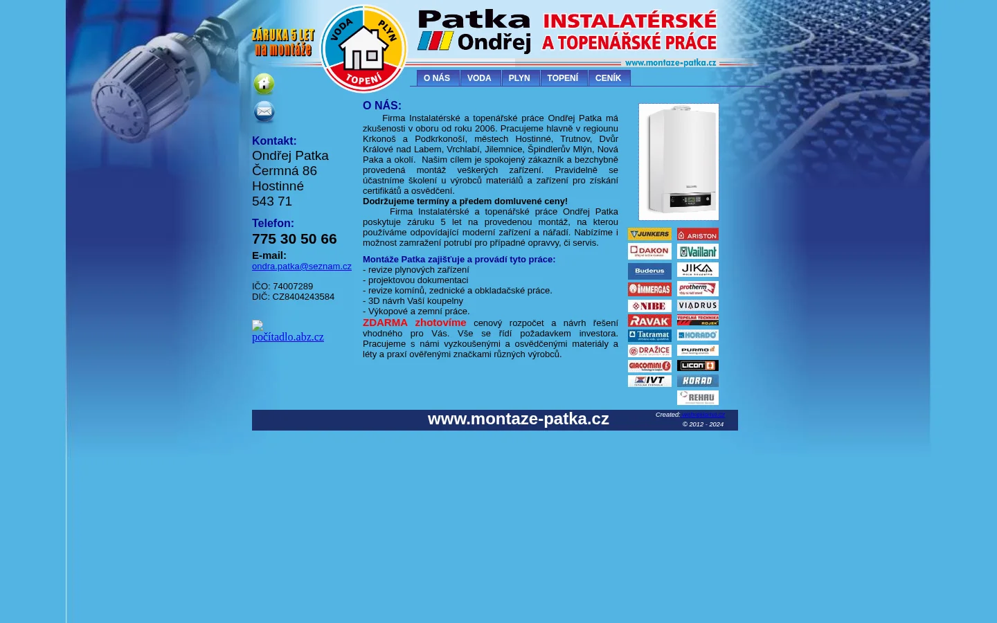 Instalatérské a topenářské práce Ondřej Patka website