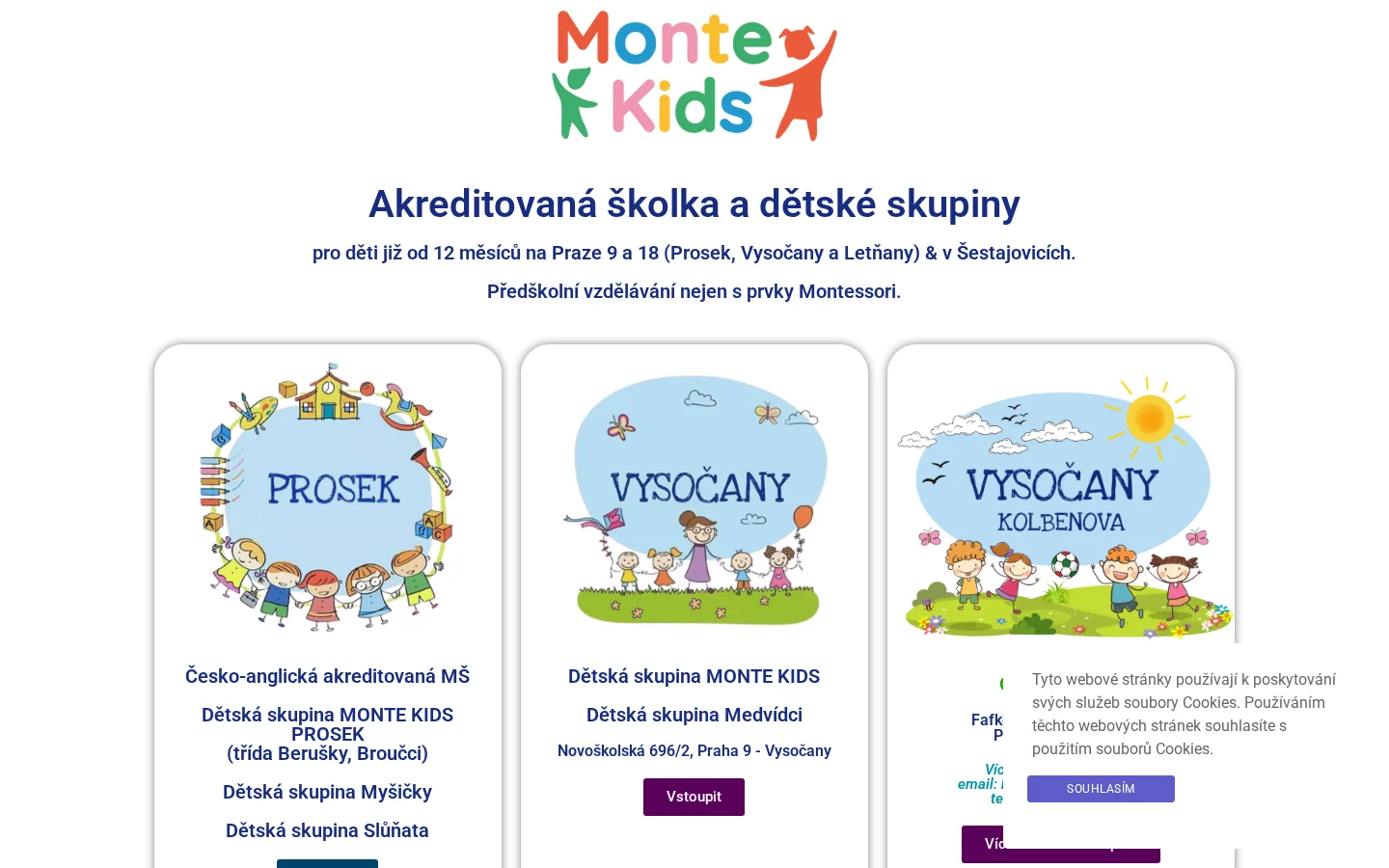 Dětská skupina MONTE KIDS Prosek website