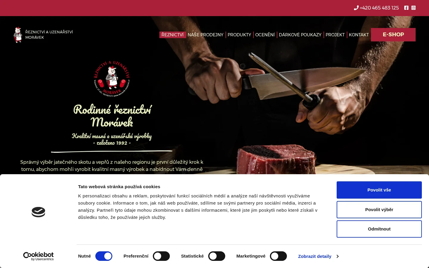 Řeznictví a uzenářství Morávek website