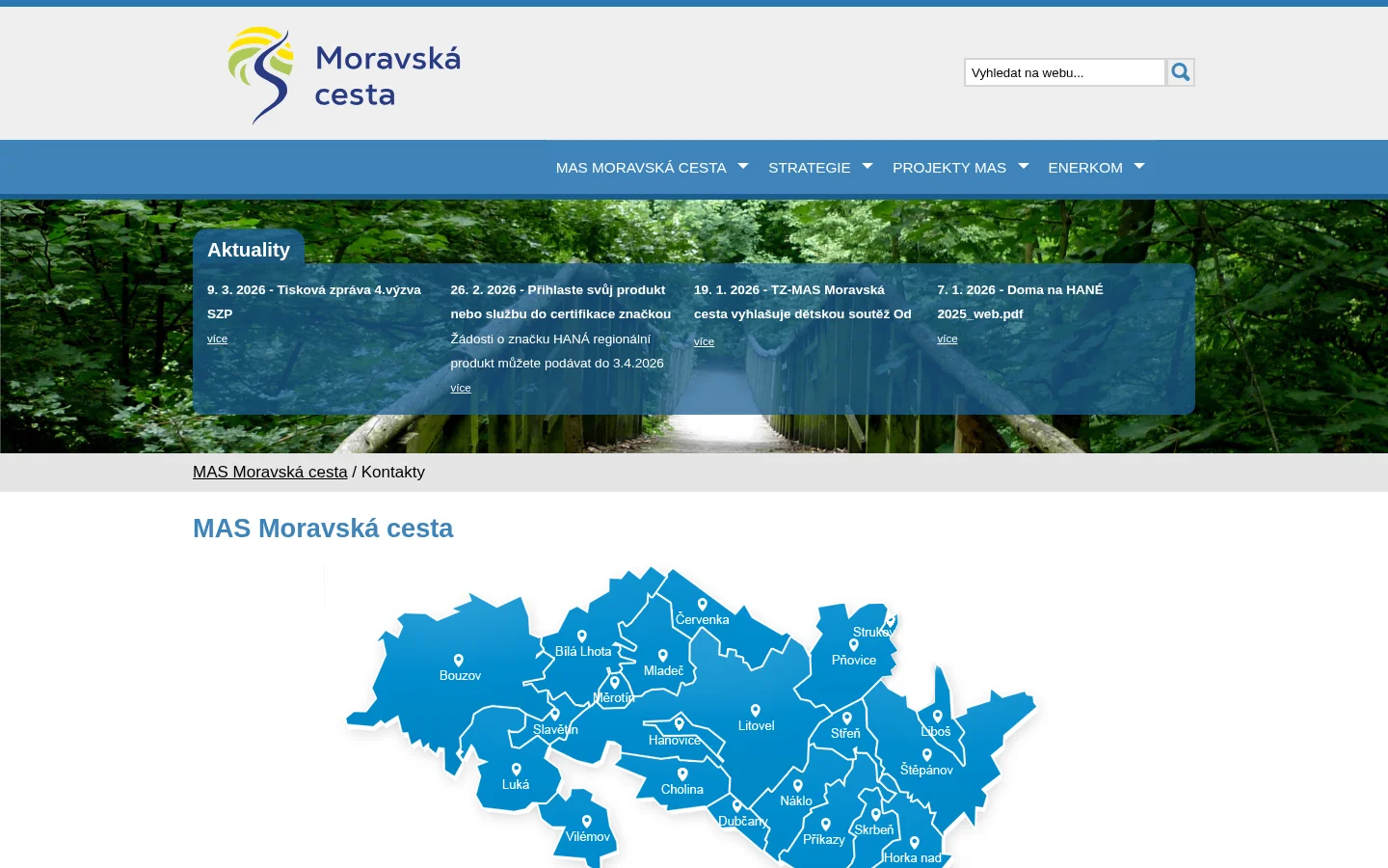 MAS Moravská cesta website