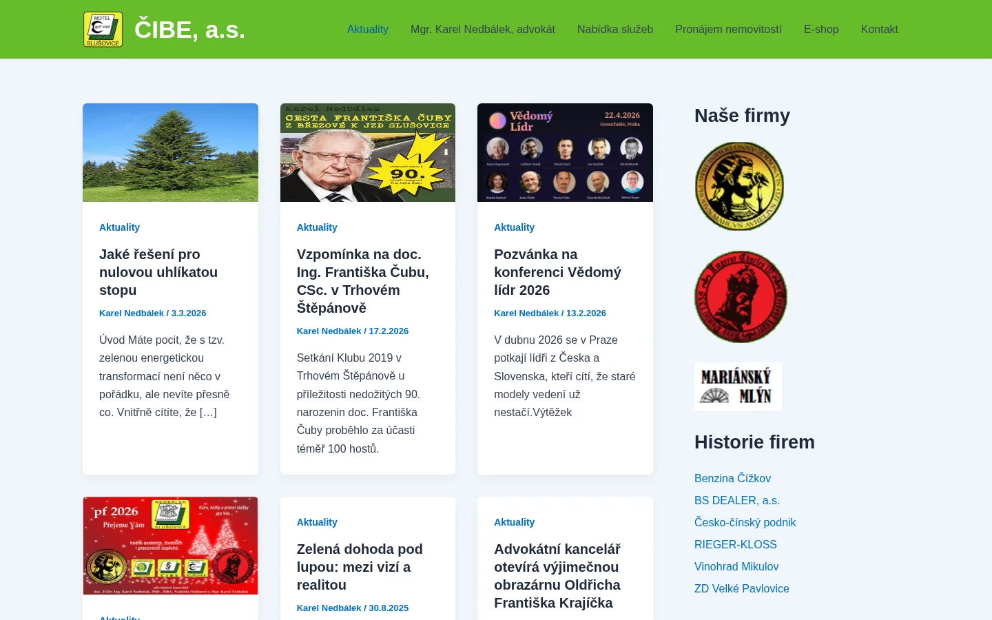 ČIBE, a.s. website