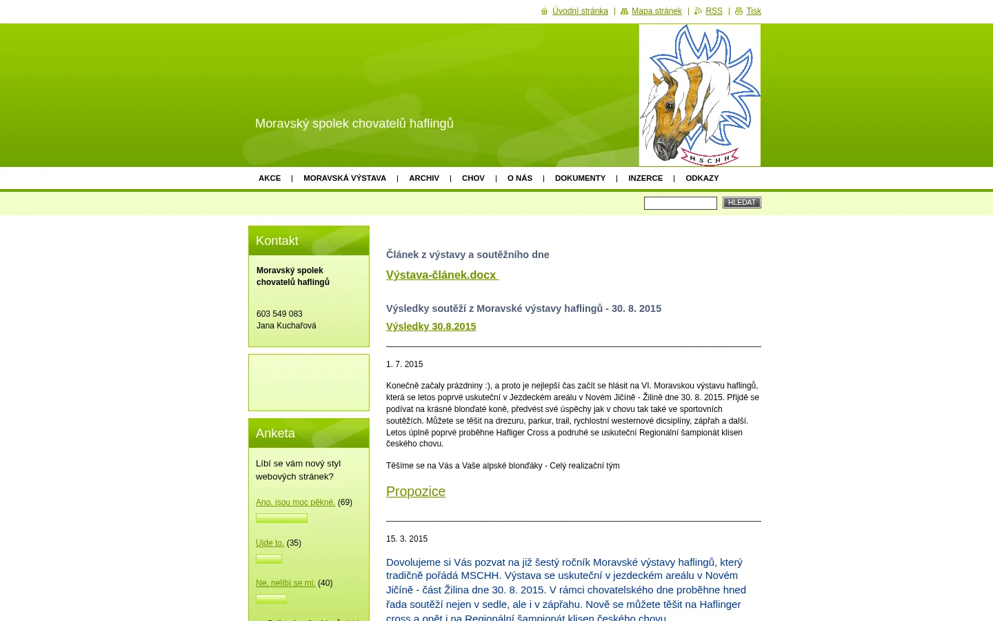 Moravský spolek chovatelů haflinga website