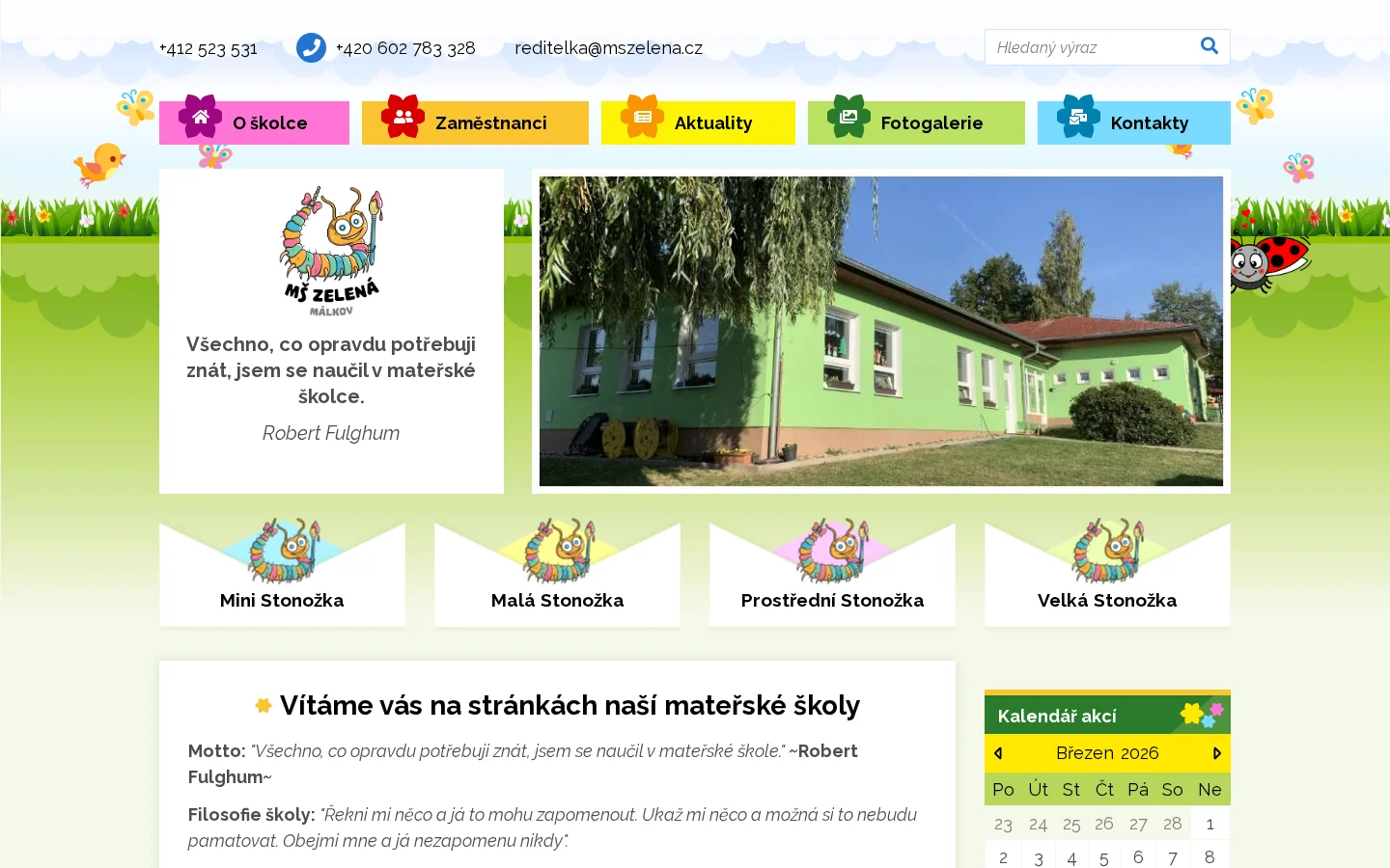MŠ Zelená - Málkov website