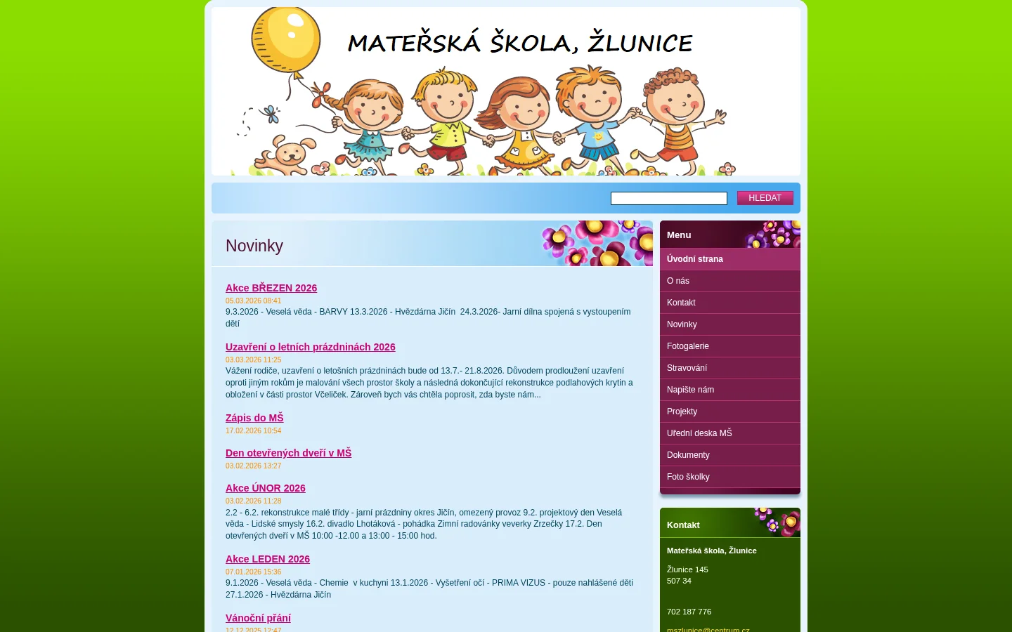 MŠ Žlunice website
