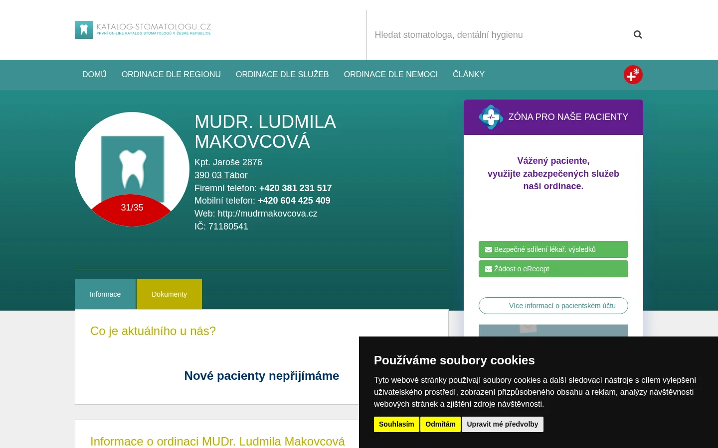 Stomatologická oridnace - MUDr. Ludmila Makovcová website