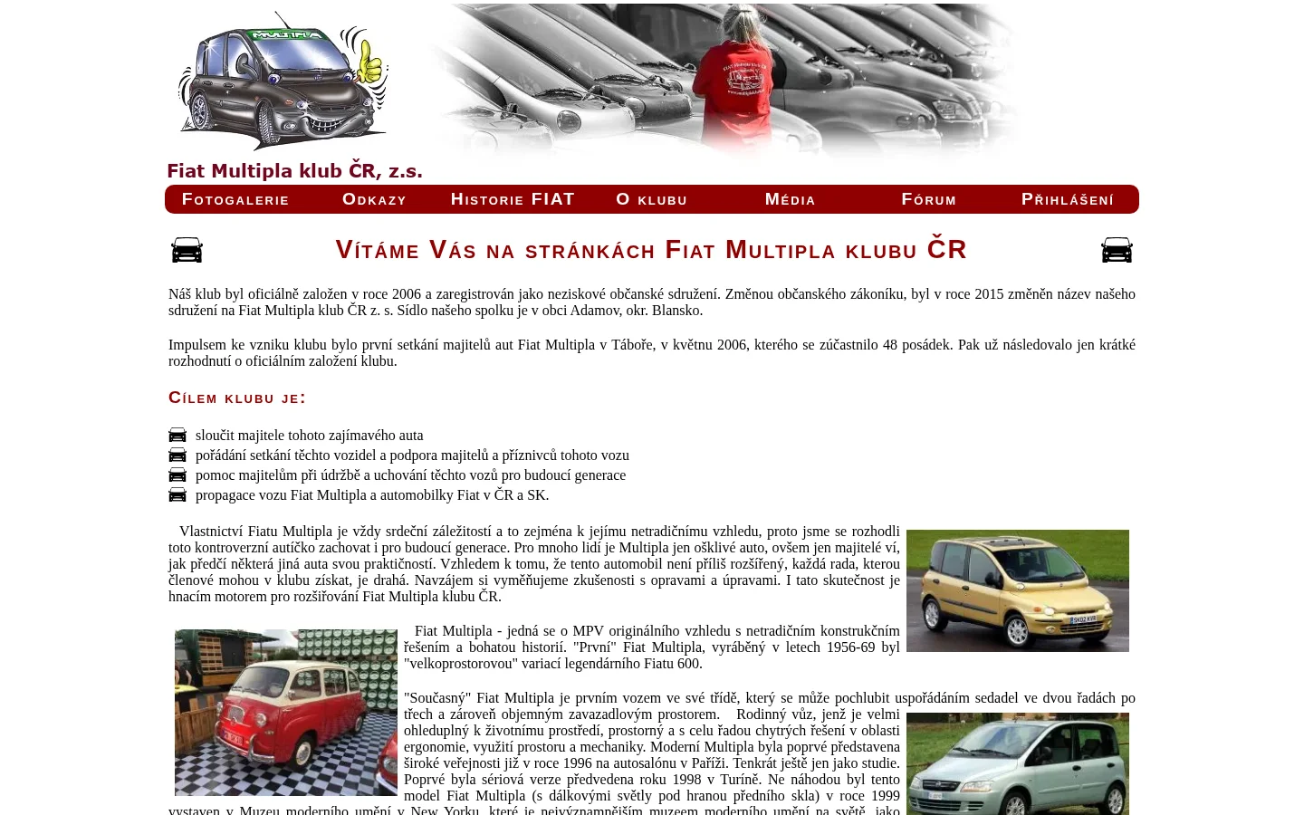 Fiat Multipla klub ČR, z.s. website