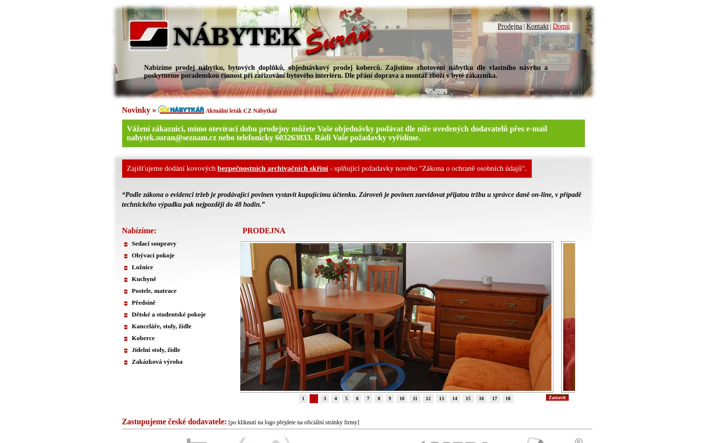 Nábytek Šuráň website