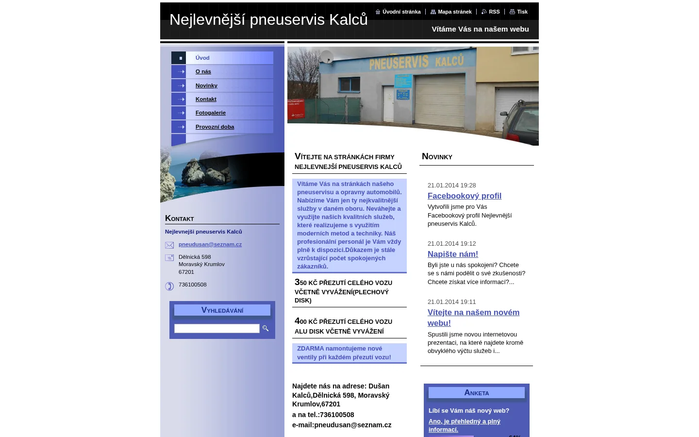 Pneuservis Kalců website