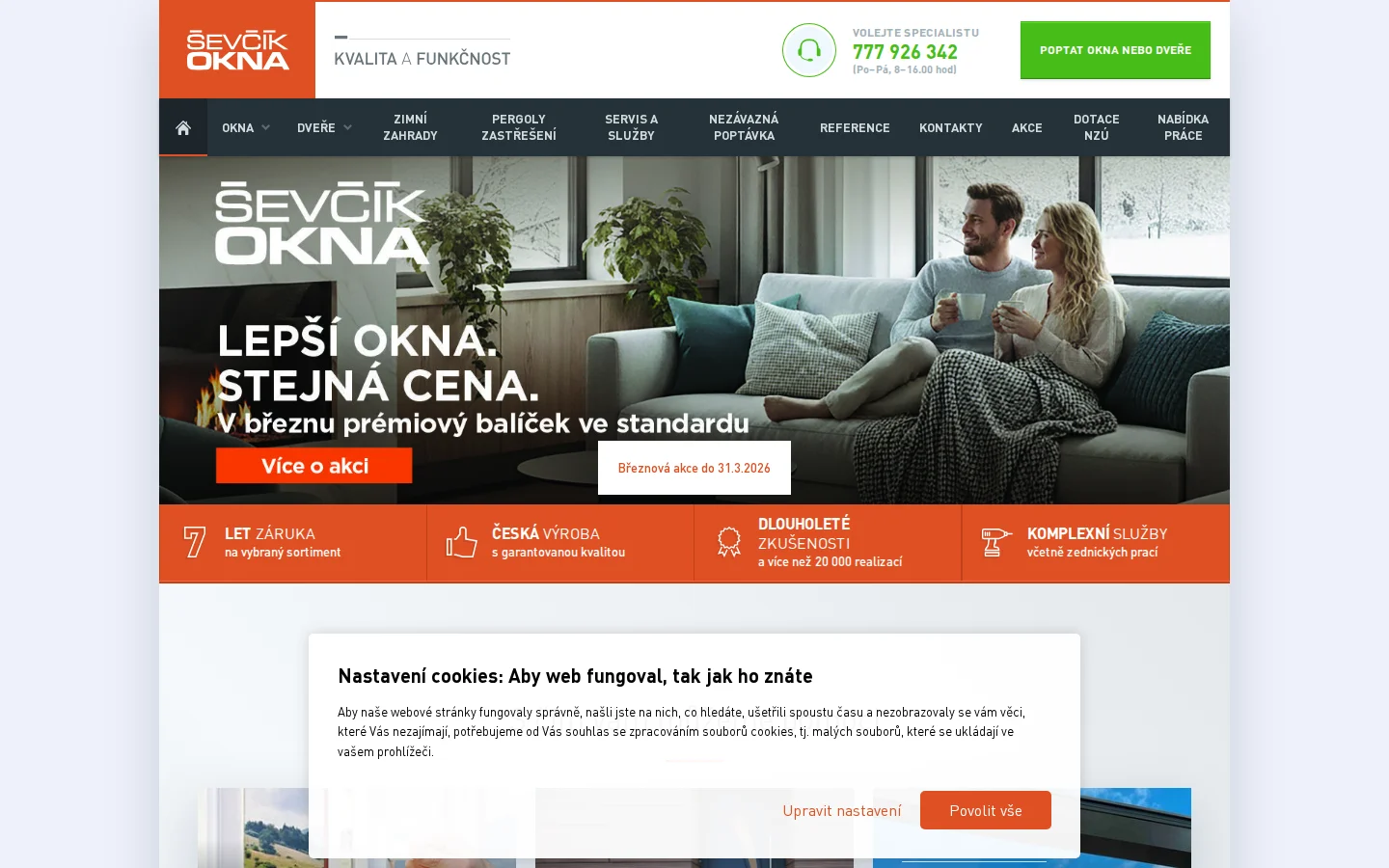 ŠEVČÍK OKNA website