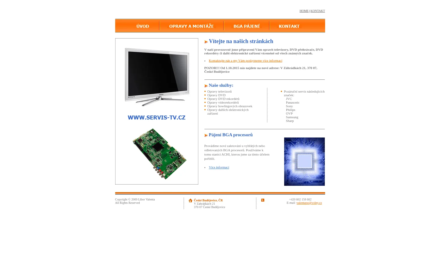 Libor Valenta - elektroservis website