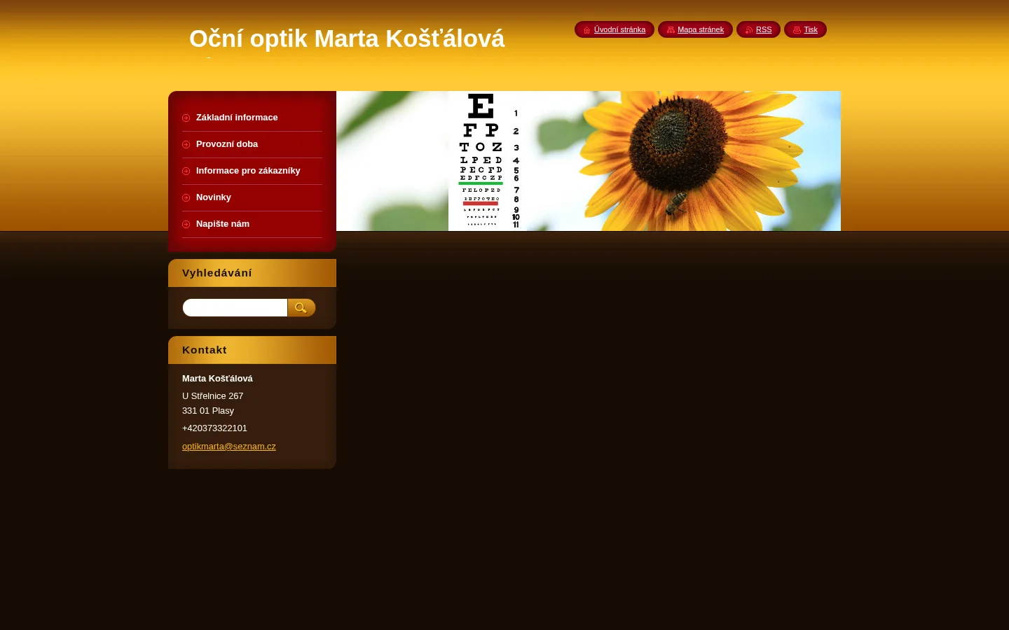 Oční optika Marta Košťálová website
