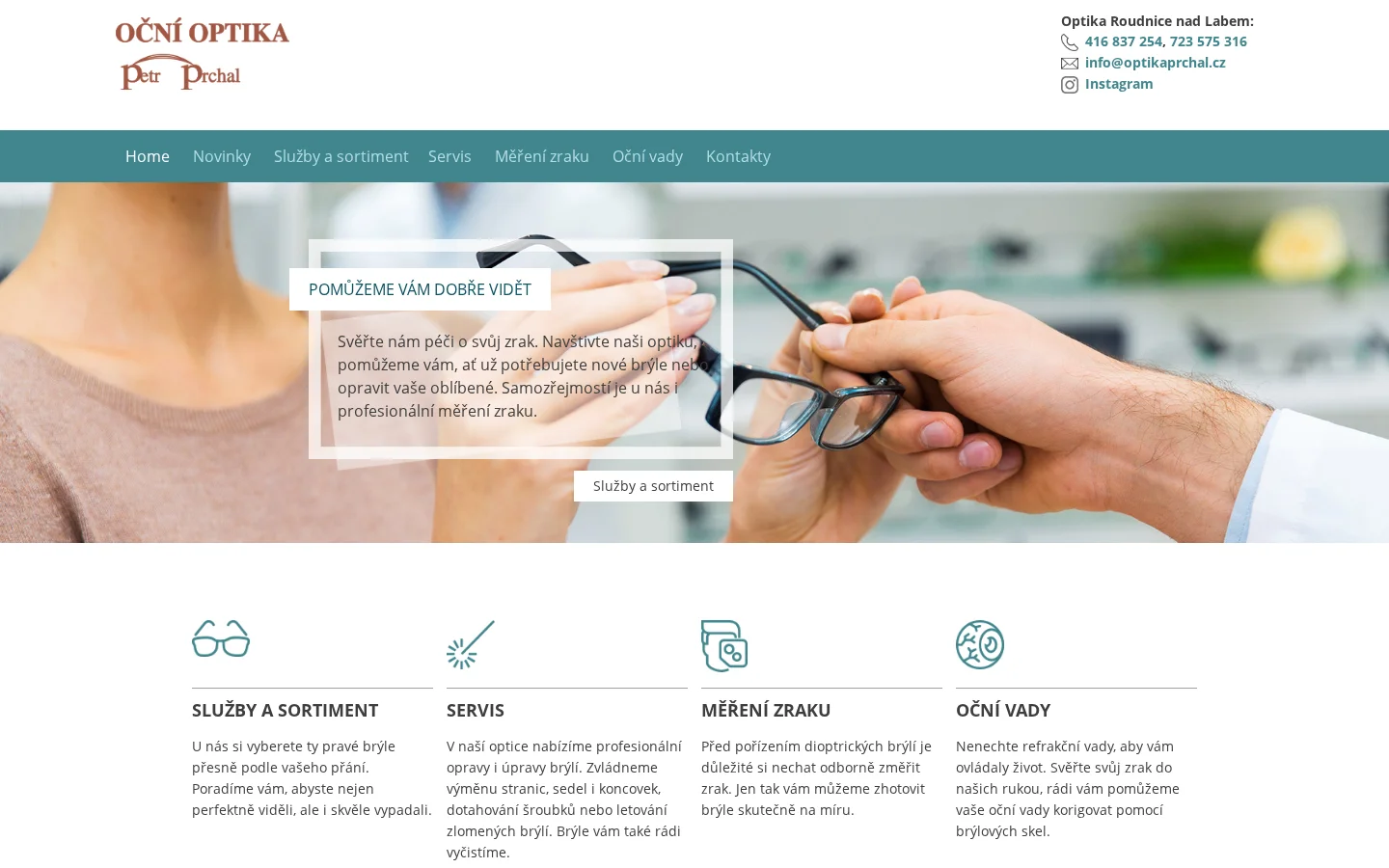 Oční optika Petr Prchal website