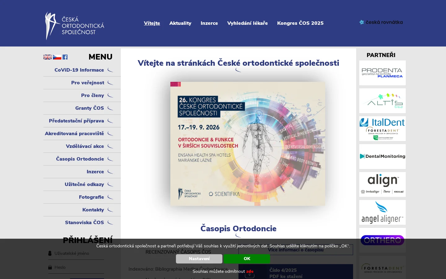 Česká ortodontická společnost website