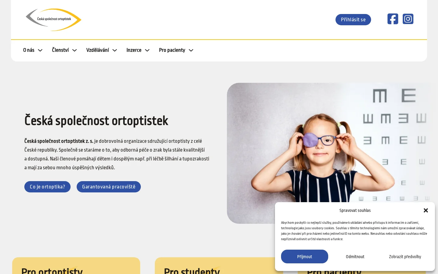 Česká společnost ortoptistek z.s. website