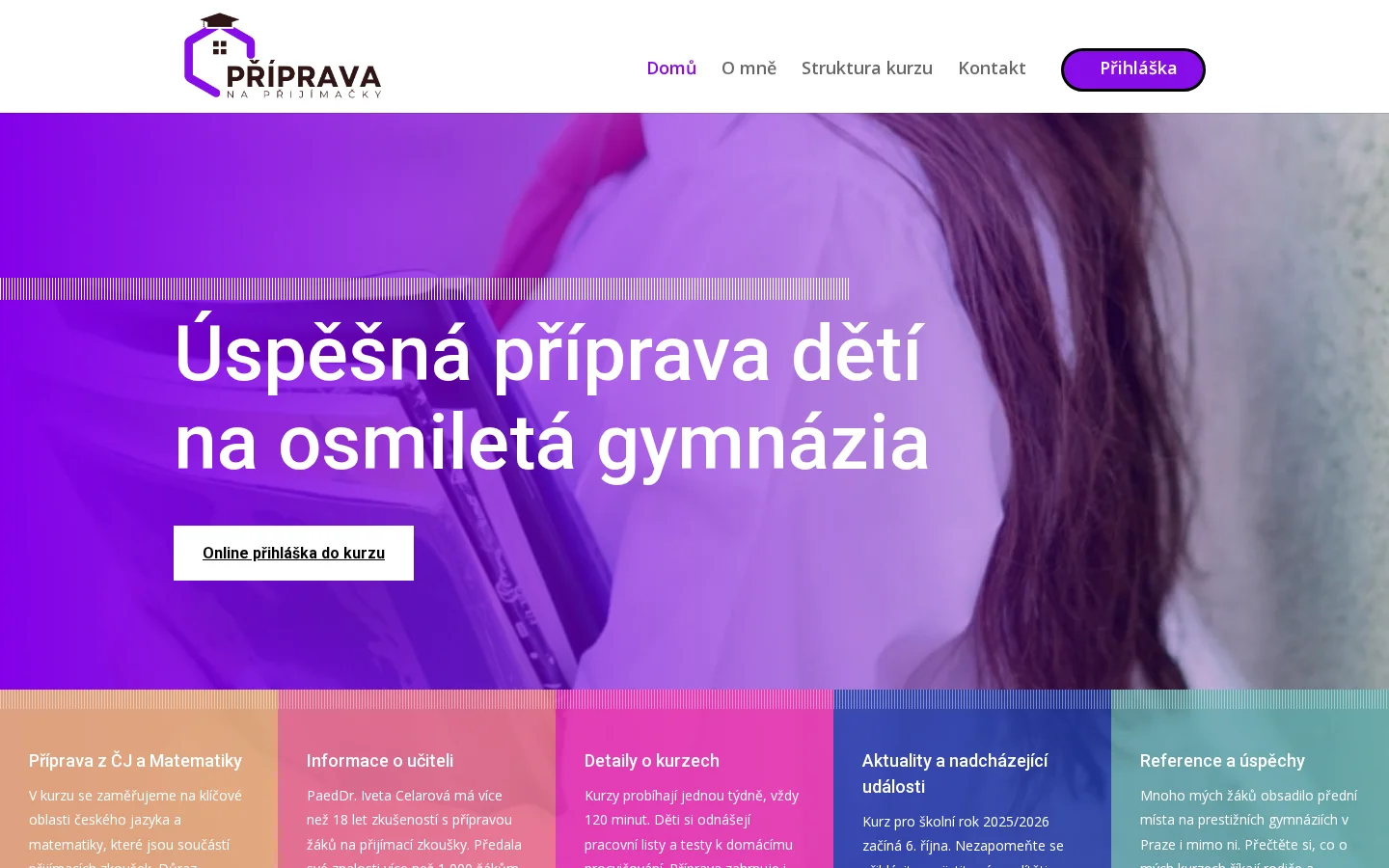 Osmiletá Gymnázia website