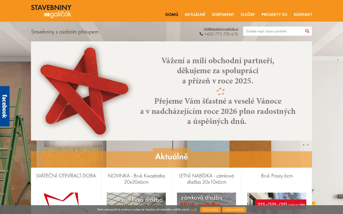 Stavebniny Galičák, s.r.o. website
