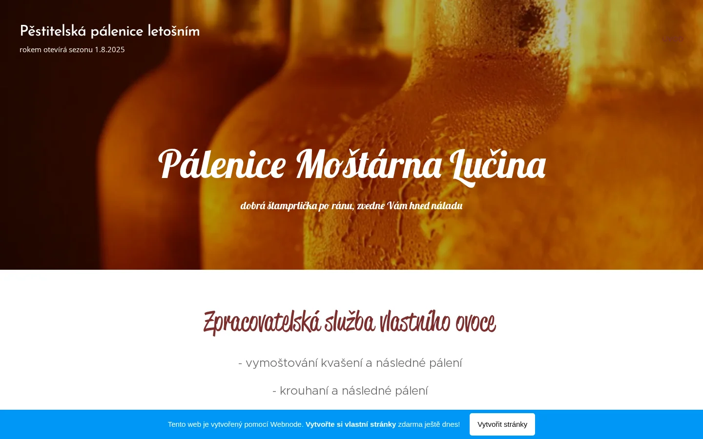 Pálenice a moštárna Lučina website