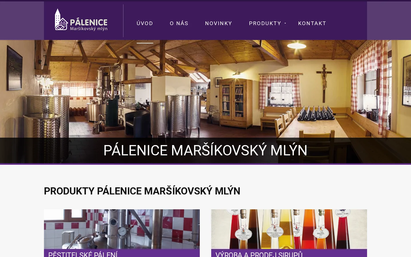 Pálenice Maršíkovský mlýn website