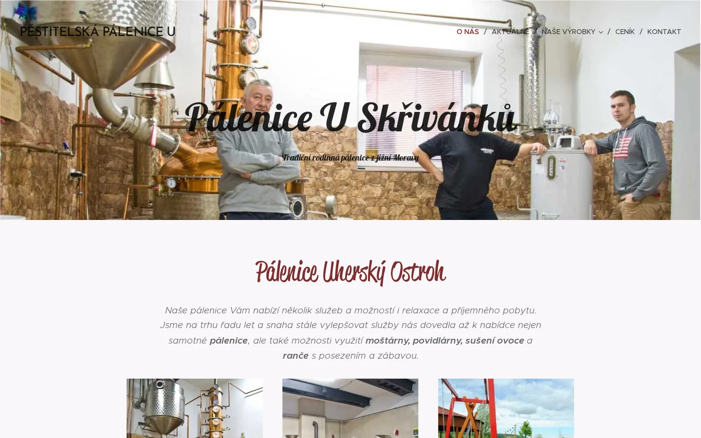Pěstitelská pálenice Skřivánek website