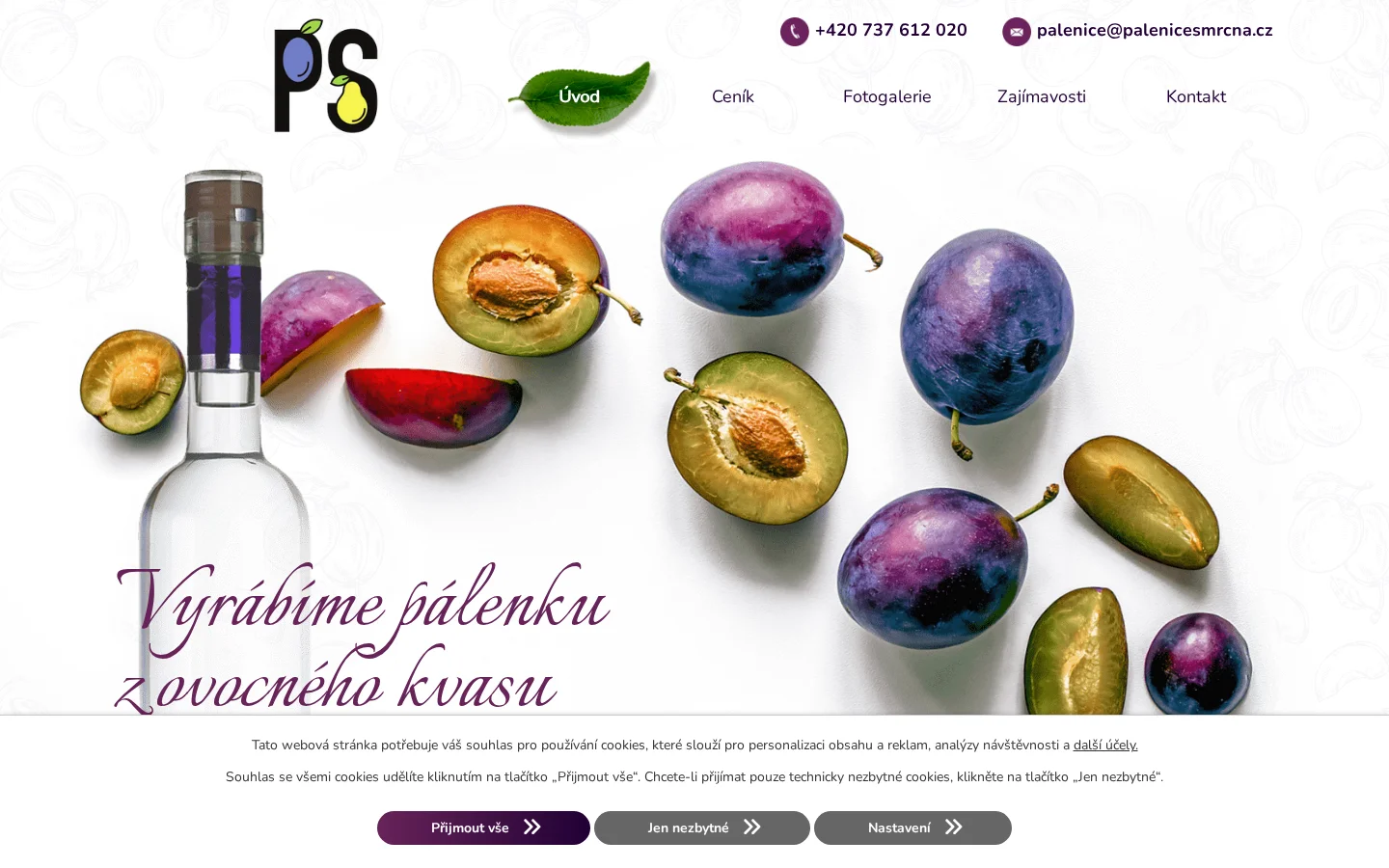 Pálenice Smrčná s.r.o. website