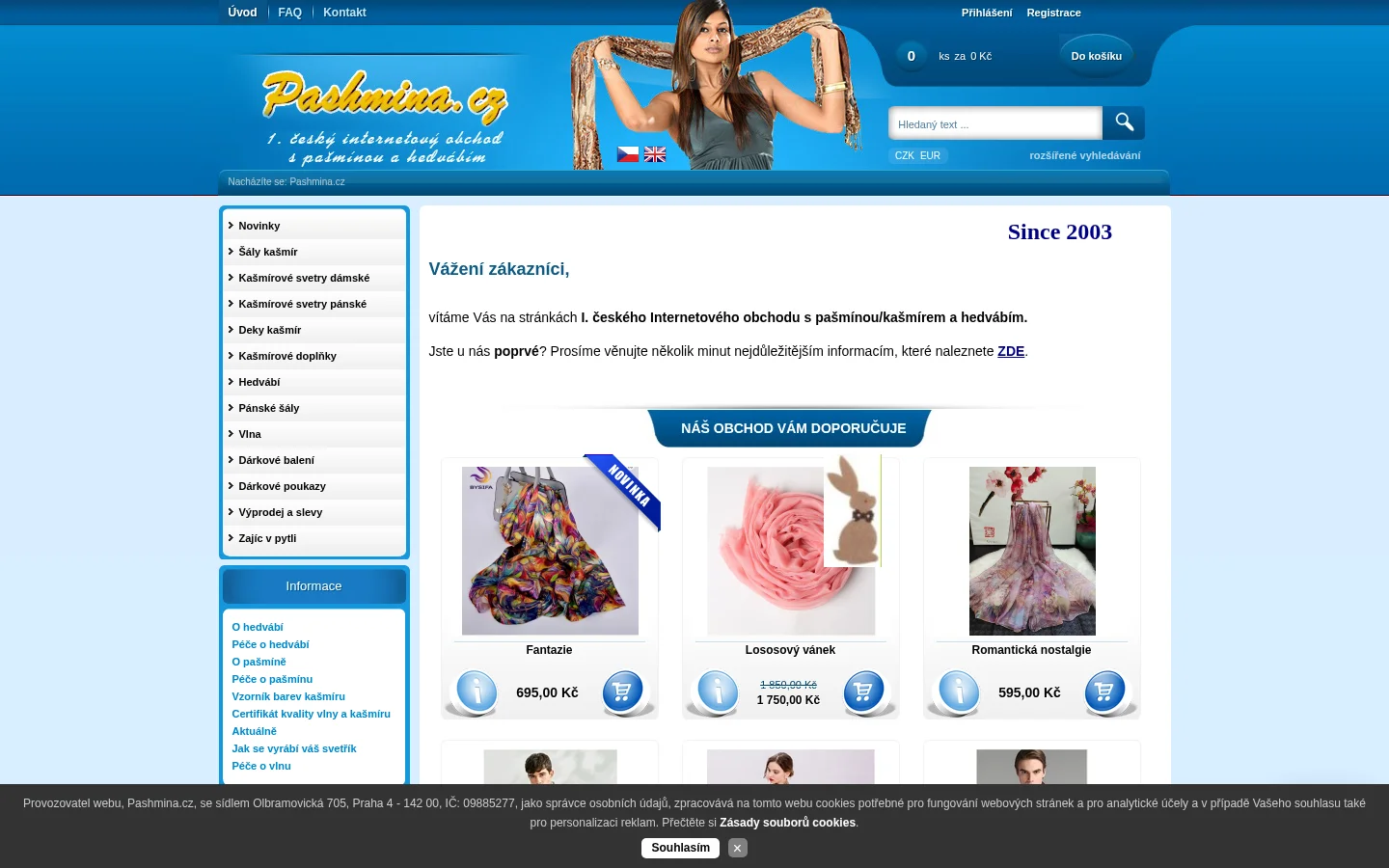 Pashmina.cz website