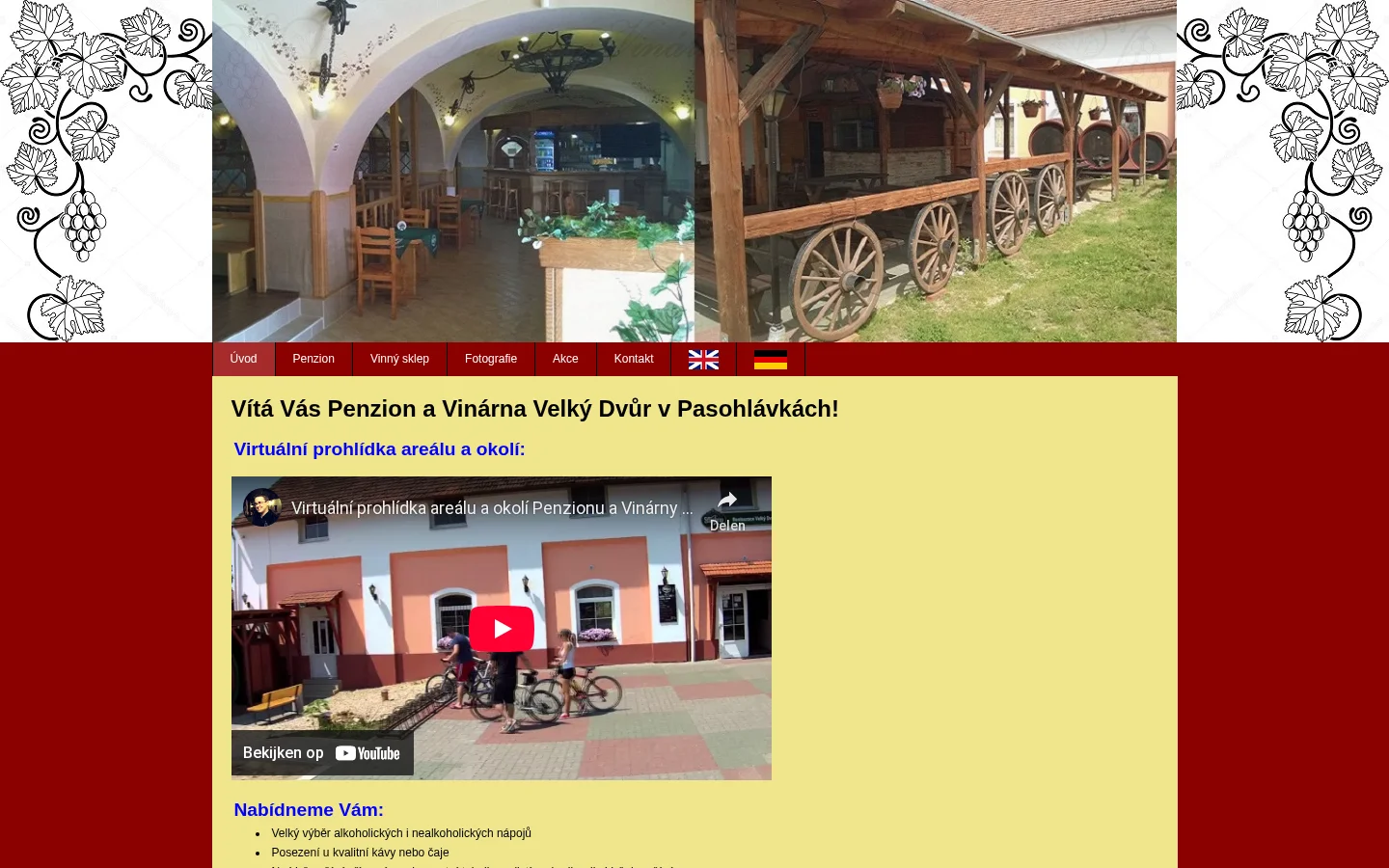 Restaurace a Vinárna Velký dvůr website