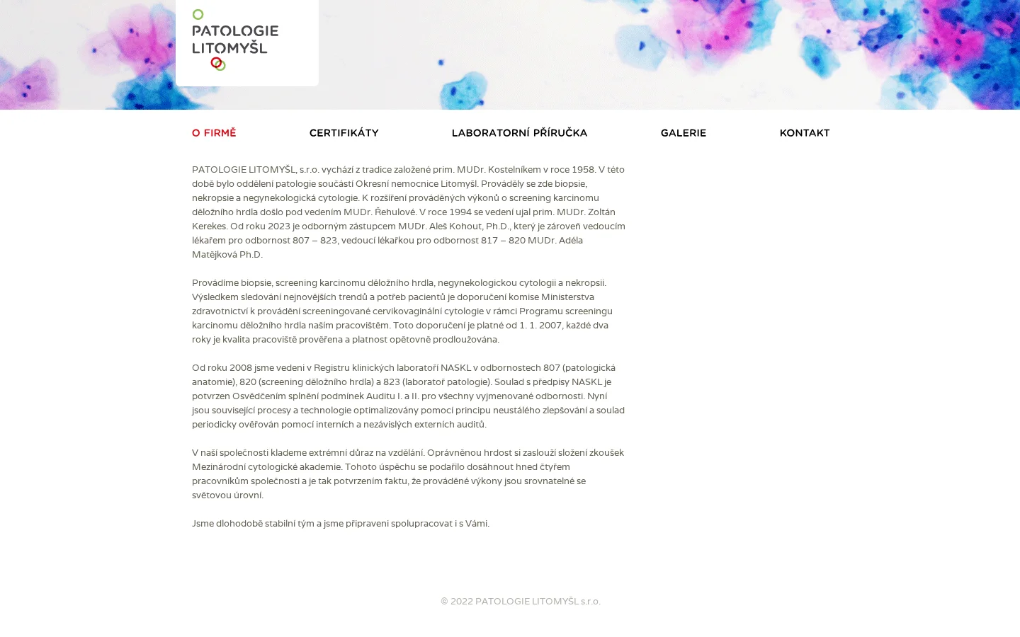PATOLOGIE LITOMYŠL, s.r.o. website