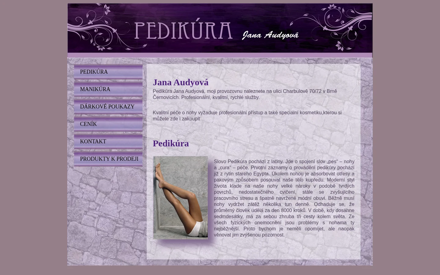 Pedikúra Jana Audyová website