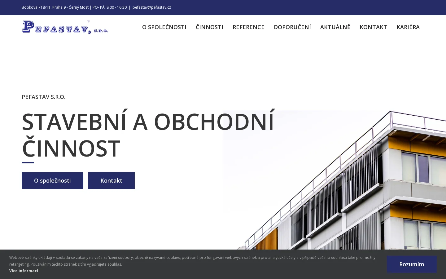 PEFASTAV, s.r.o. website