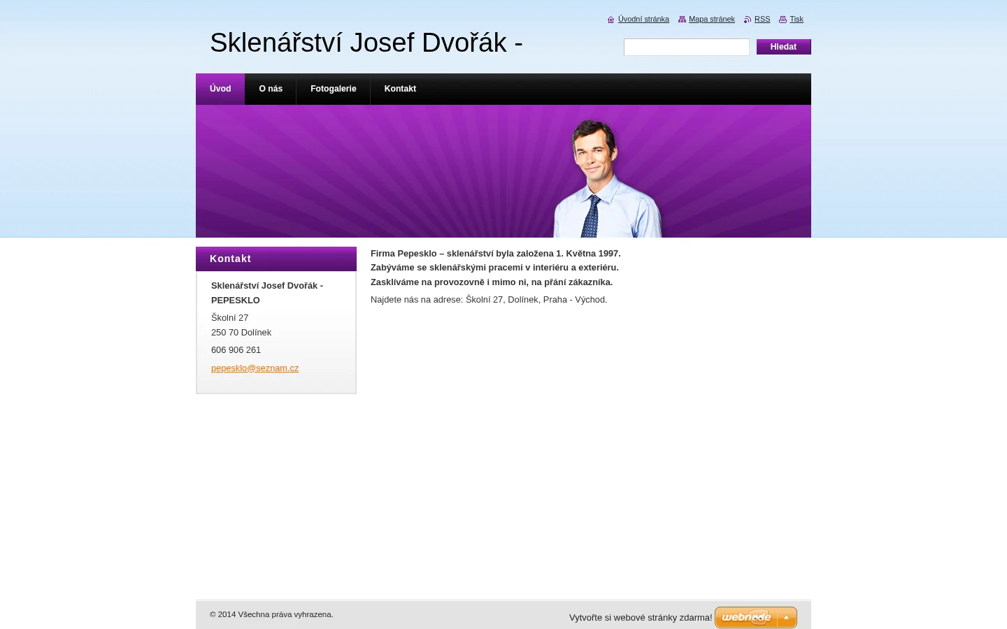 Sklenářství Josef Dvořák - PEPESKLO website