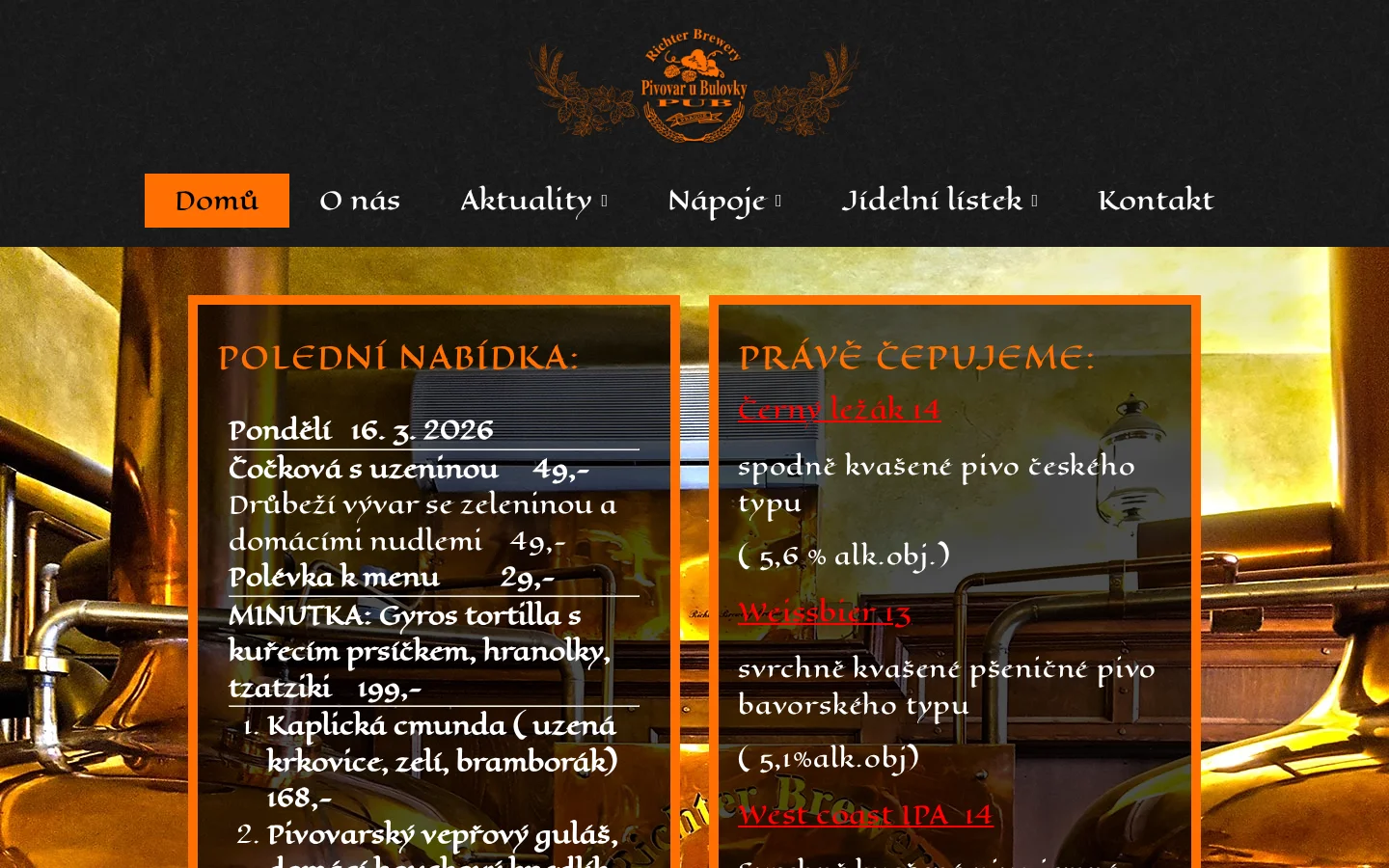 Pivovar u Bulovky website
