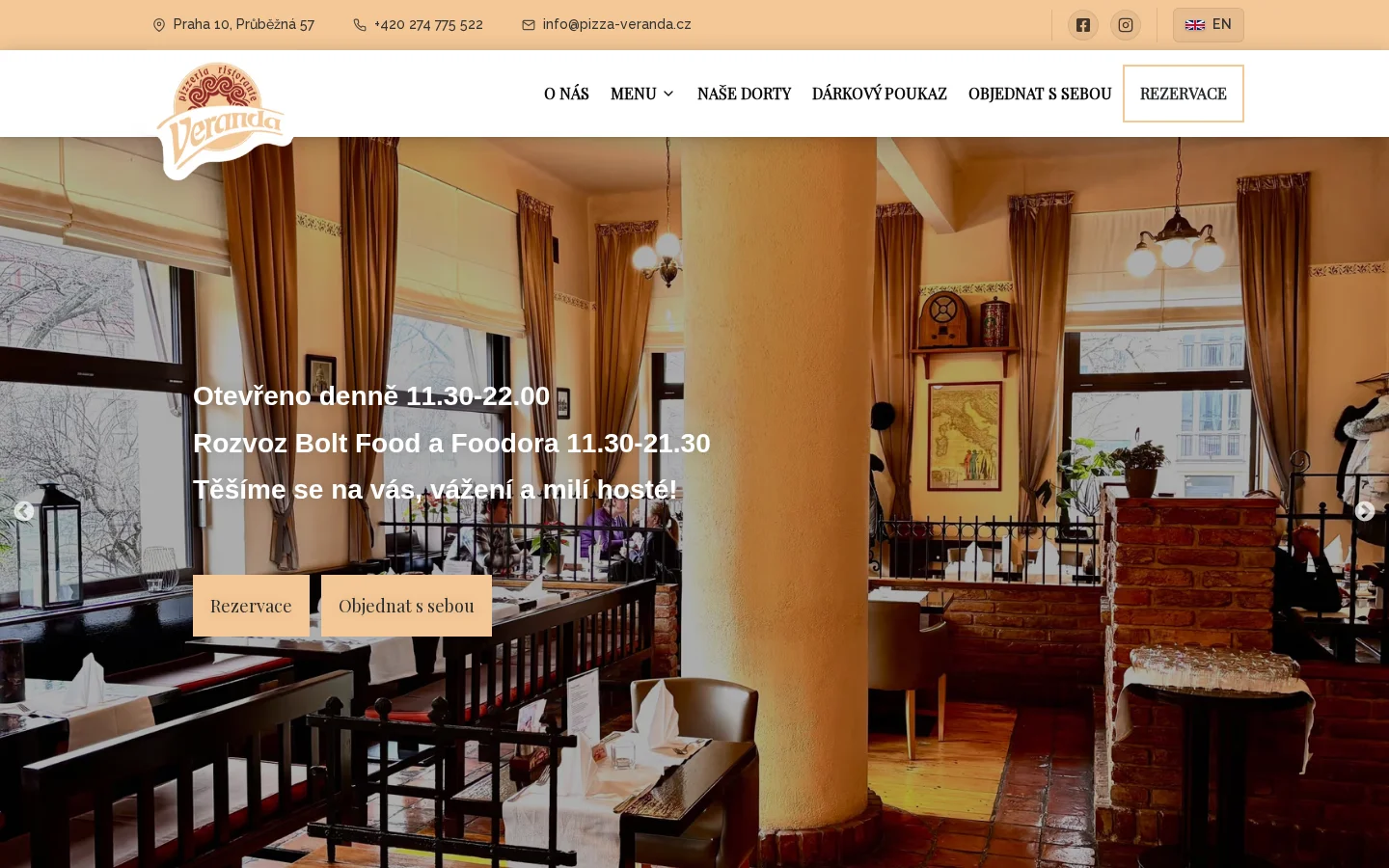 Restaurace Pizzerie Veranda website