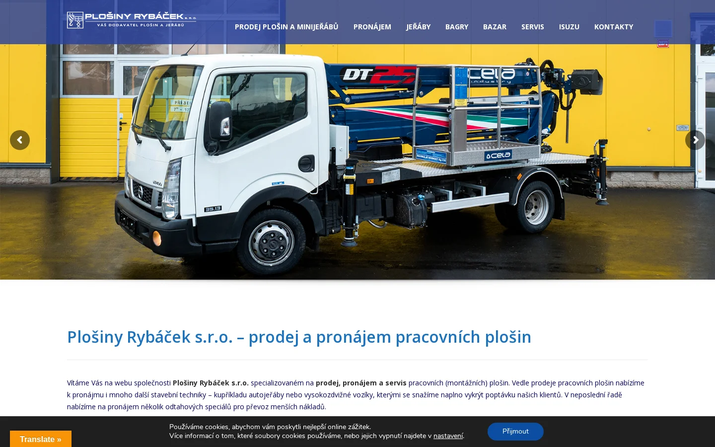 Plošiny Rybáček, s.r.o. website