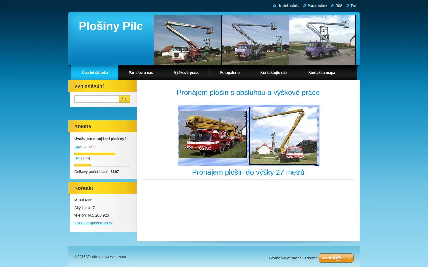 Plošiny Pilc website