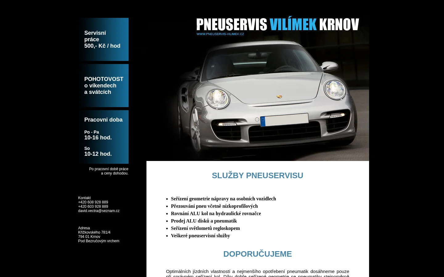 Pneuservis Vilímek Krnov website