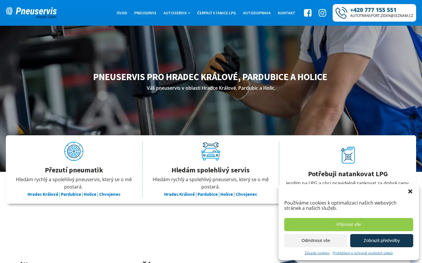 Pneuservis Žídek website