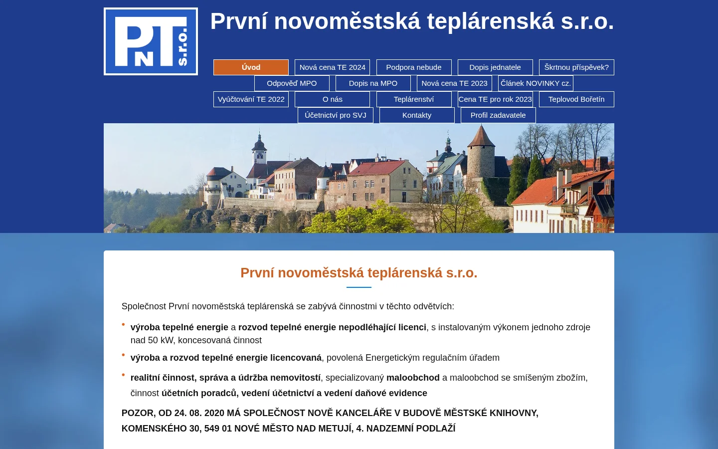 První novoměstská teplárenská, s.r.o. website