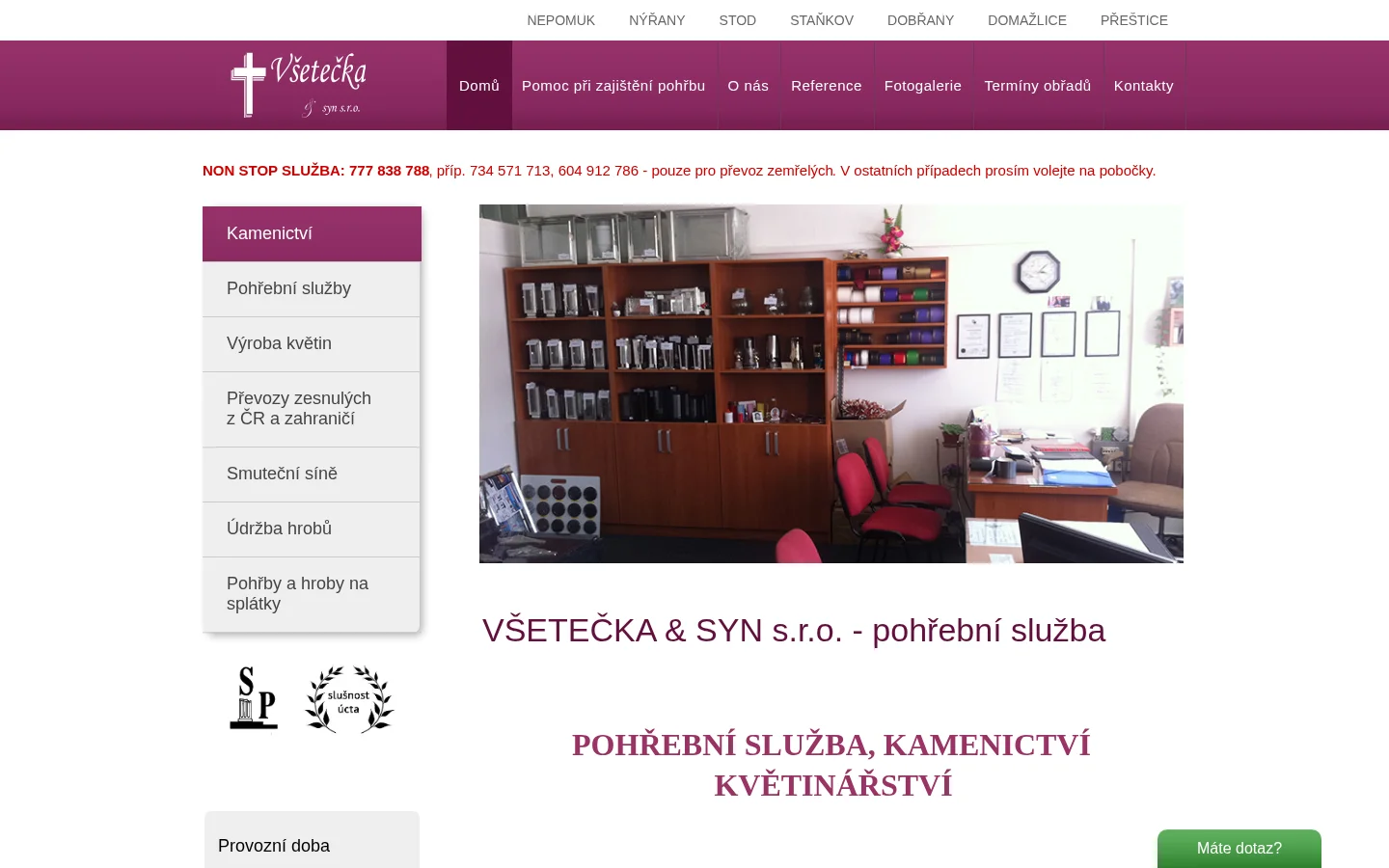 Všetečka & syn, s.r.o. website