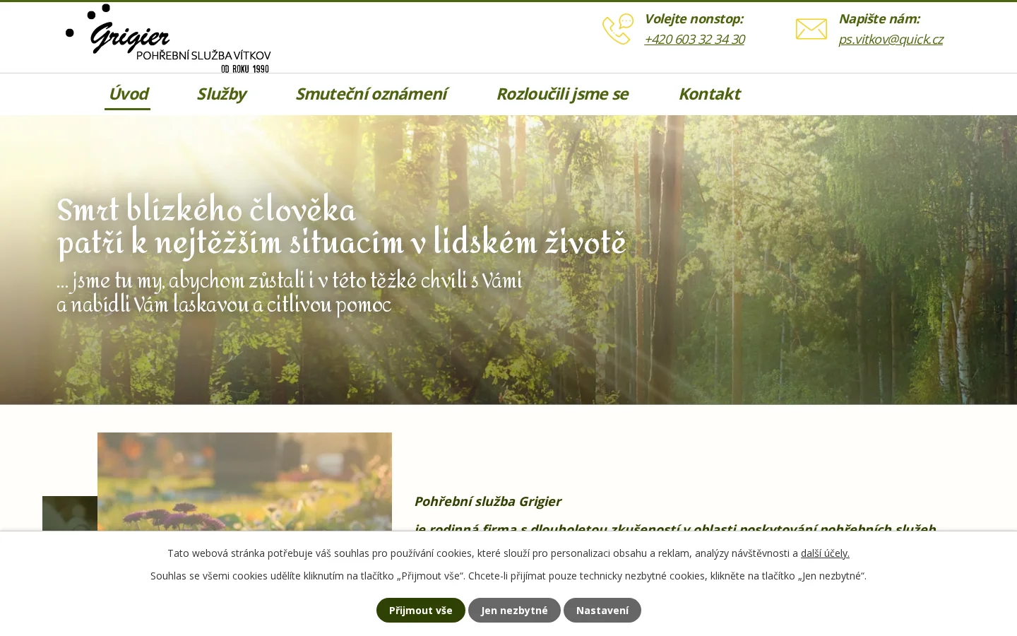 Pohřební služba Grigier website