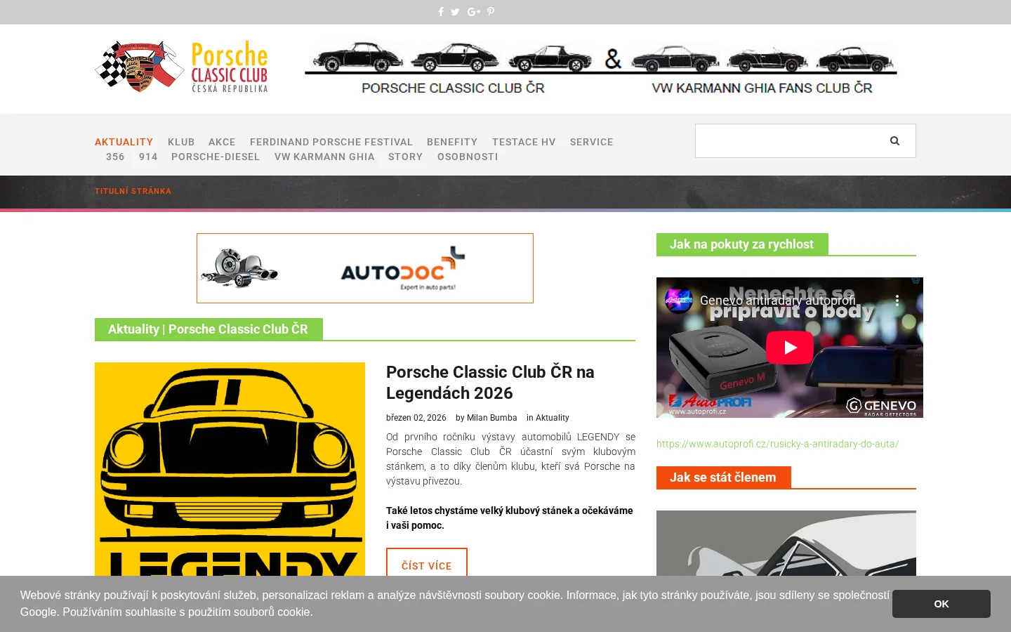 Porsche Classic Club ČR website