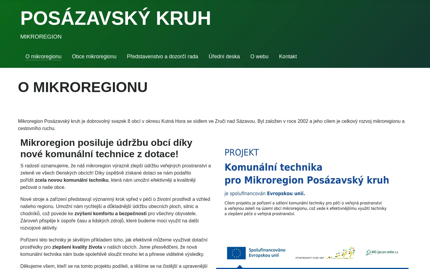 Mikroregion Posázavský Kruh website