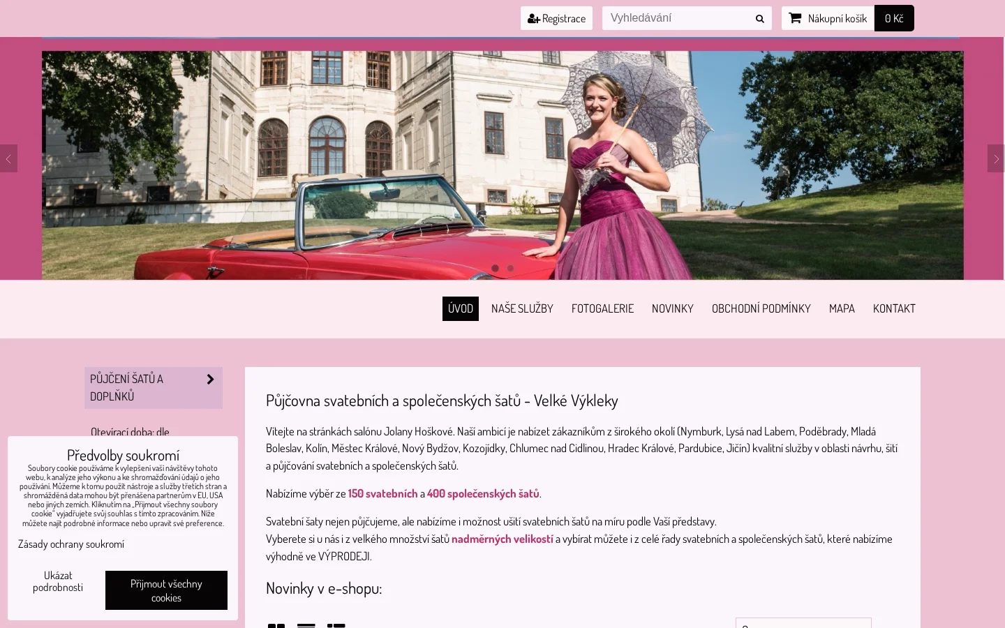 Půjčovna svatebních a společenských šatů - Jolana Hošková website
