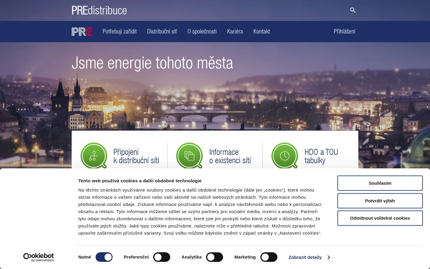 PREdistribuce, a. s. website