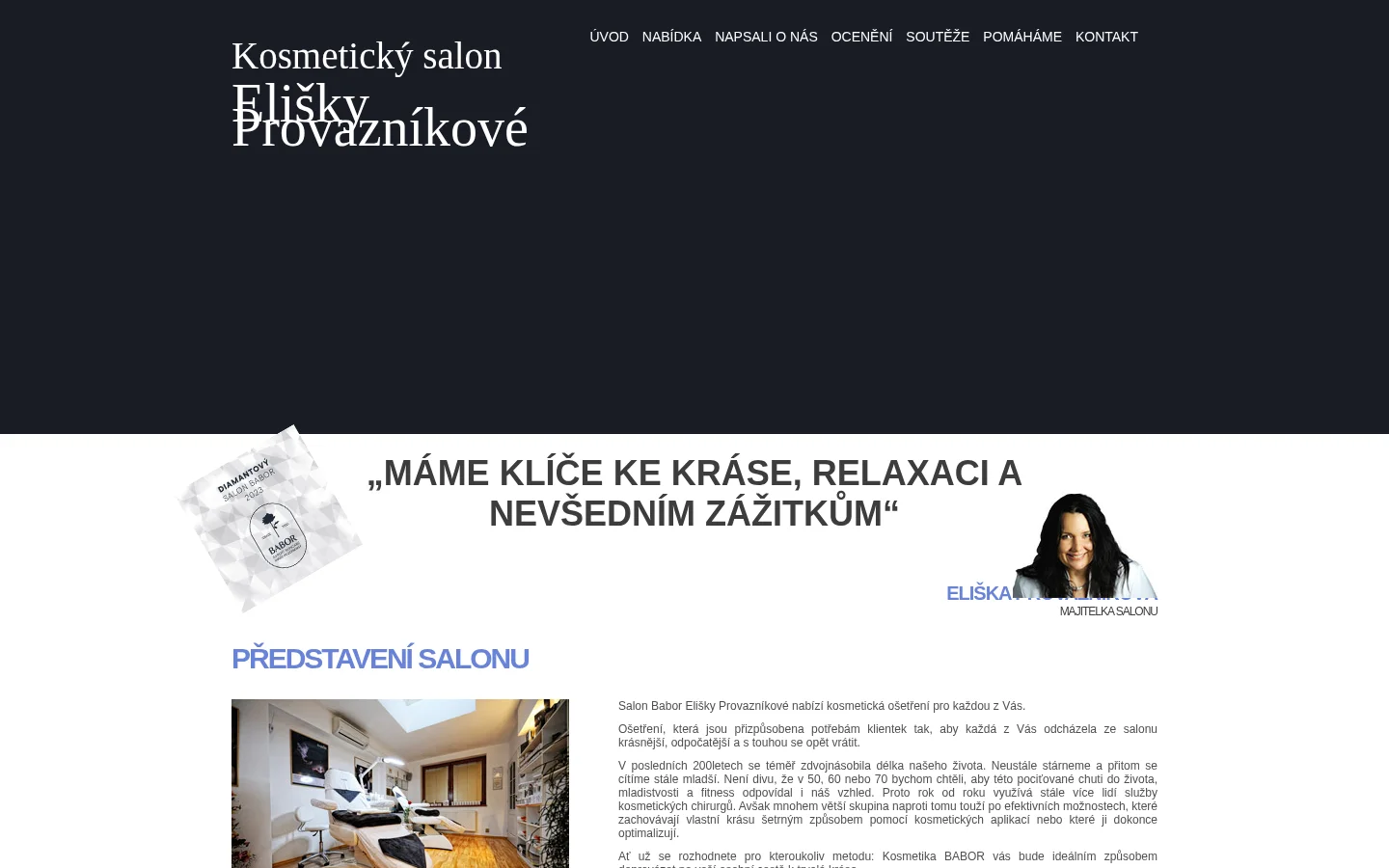 Eliška Provazníková - Kosmetický salon BABOR website