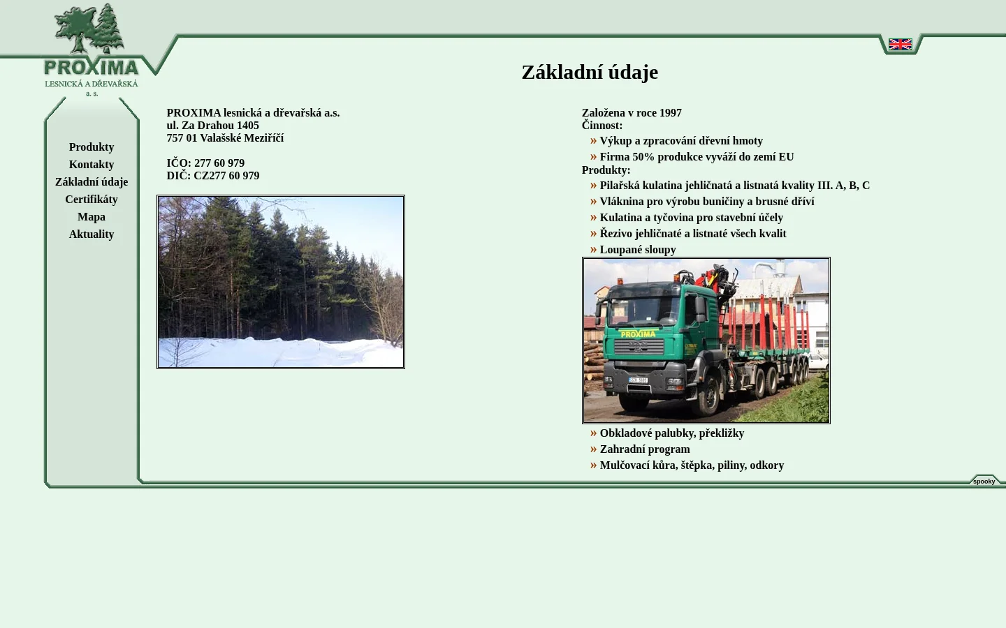 Proxima lesnická a dřevařská, a.s. website